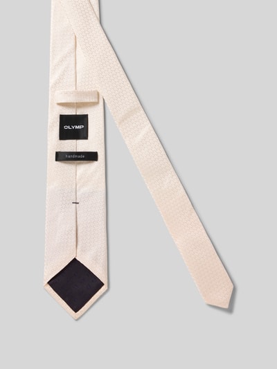 Produktfoto, Seidenkrawatte im Allover-Look (7,5 cm) von OLYMP aus reiner Seide, klassische Form, Label-Detail, helle Struktur, 8 cm Breite