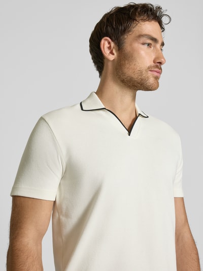 SELECTED HOMME Koszulka polo o kroju slim fit z dekoltem w serek model ‘SANGEV’ Piaskowy 3