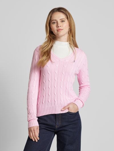 Polo Ralph Lauren Strickpullover mit Logo-Stitching Modell 'KIMBERLY' Rosa 4