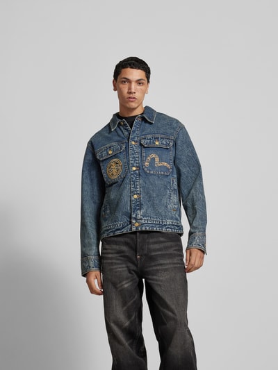 Evisu Jeansjacke mit Knopfleiste Jeansblau 4