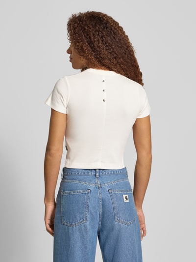 G-Star Raw Cropped T-Shirt mit Knopfleiste Modell 'Heritage' Offwhite 5