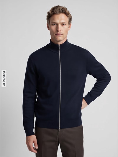 Selected Strickjacke mit Zweiwege Reißverschluss Dunkelblau 4