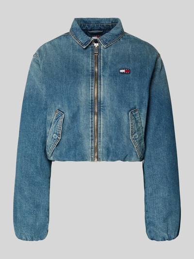 Produktfoto, Regular Fit Jeansjacke aus reiner Baumwolle von Tommy Jeans, Optik: Unifarben, Denim-Struktur, Reißverschluss, Label Patch, seitliche Eingrifftaschen