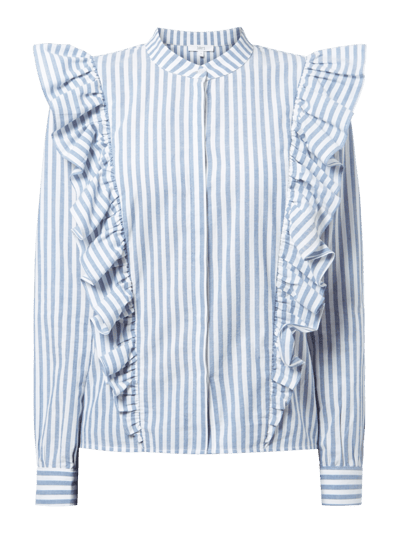 Jake*s Casual Bluse mit Volantbesatz und Streifenmuster Rauchblau 2