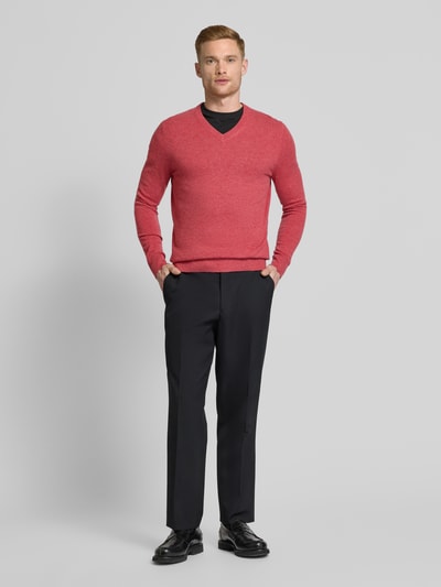 Christian Berg Men Wollpullover mit V-Ausschnitt und Kaschmir-Anteil Metallic Rosa Melange 1