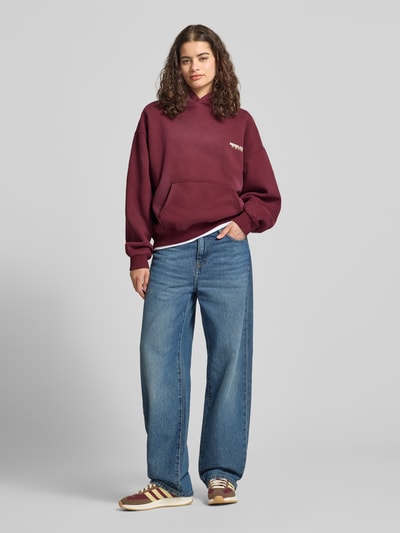 ANOTHER COTTON LAB Hoodie mit Känguru-Tasche Bordeaux Melange 1