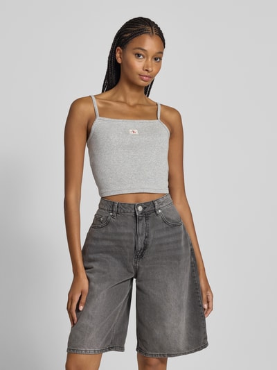 Calvin Klein Jeans Korte top met labeldetail Lichtgrijs gemêleerd - 4