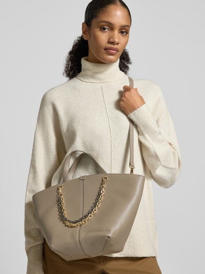 Seidenfelt Handtas met ketting, model 'LAINIO' Taupe - 1