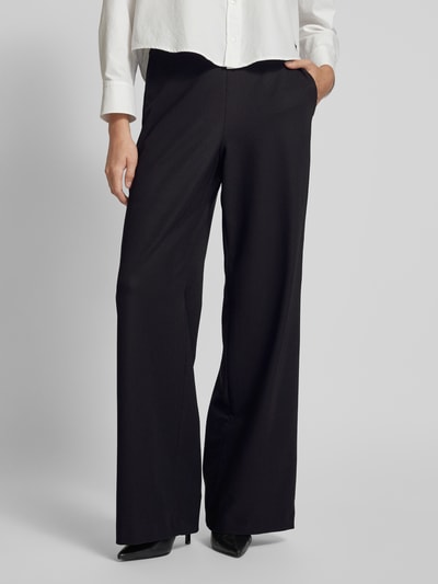 Raffaello Rossi Wide leg stoffen broek met elastische band, model 'ANAIS' Zwart - 4