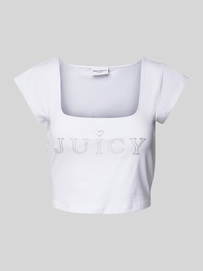 Juicy Couture T-shirt krótki z prostokątnym dekoltem model ‘REGAL’ Biały 2