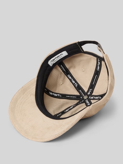 Produktfoto, Basecap mit Label-Stitching von Carhartt Work In Progress in Beige aus Reine Baumwolle, verstärkter Schirm, eingestickte Luftlöcher, verstellbarer Verschluss, sichtbare Textur durch Cord-Oberfläche