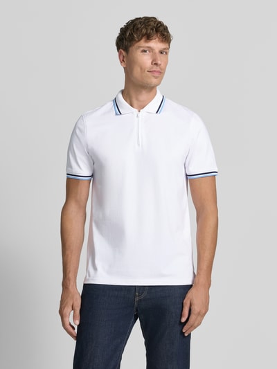MCNEAL Slim Fit Poloshirt mit Kontraststreifen und Reißverschluss Weiss 4