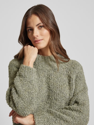 ZABAIONE Strickpullover mit gerippten Abschlüssen Khaki 3