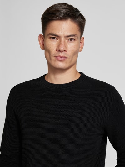 SELECTED HOMME Gebreide pullover met structuurmotief, model 'ROSS' Zwart - 3