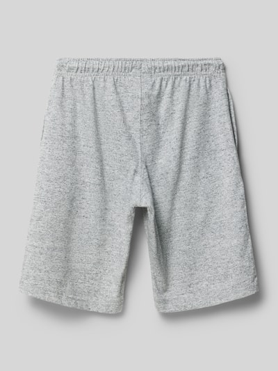 Produktfoto, Shorts mit Logo und elastischem Bund von CHAMPION aus Baumwoll-Mix in Hellgrau, Regular Fit, strukturierte Textur, Rückansicht.