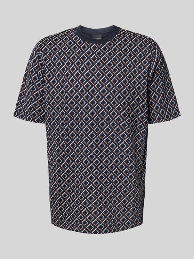 bugatti T-Shirt im Allover-Look mit Rundhalsausschnitt Marine 2