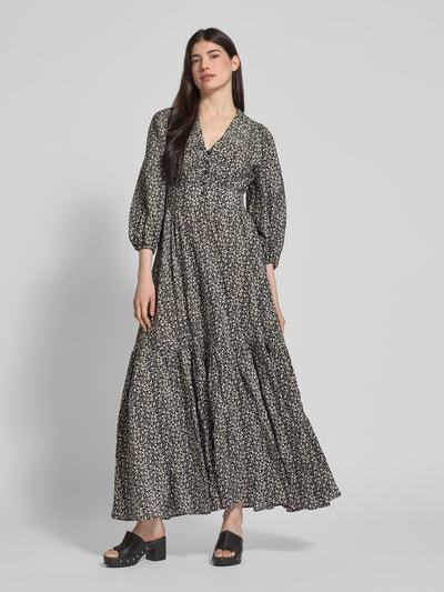 Ivy Oak Maxi-jurk met knoopsluiting, model 'DREA' Zwart - 1