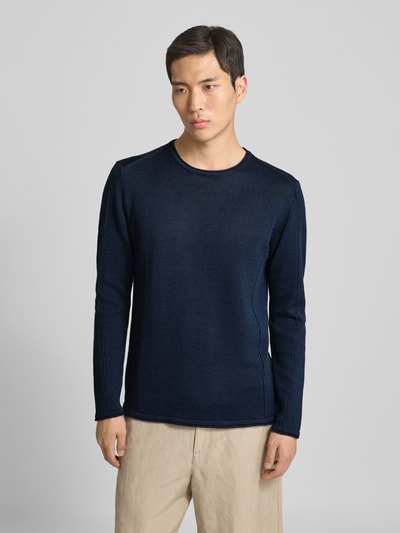 GABBA Regular Fit Strickpullover aus Leinen-Baumwoll-Mix Marine 4