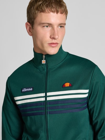 Ellesse Sweatjack met labelpatch, model 'VICENZA TRACK' Donkergroen - 3