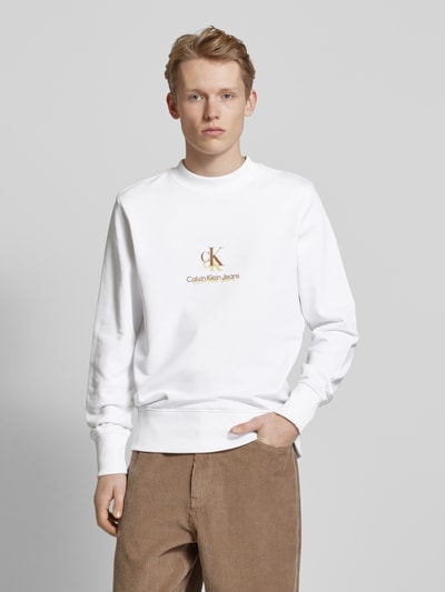 Calvin Klein Jeans Sweatshirt aus reiner Baumwolle  mit Stehkragen Offwhite 4