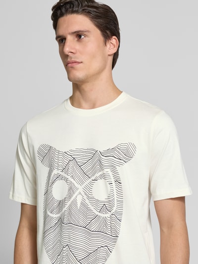 Knowledge Cotton Apparel T-Shirt mit Motiv-Print Offwhite 3