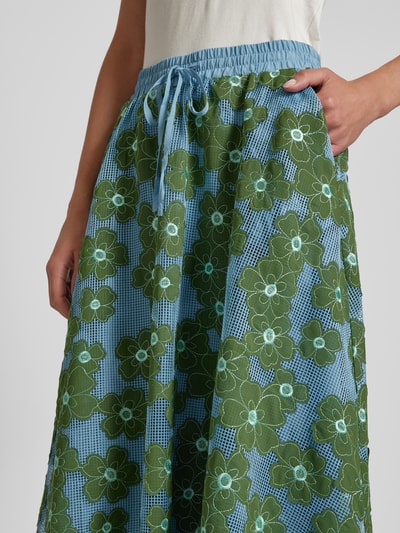 Essentiel Midirok met bloemenmotief, model 'FLOWER' Groen - 3