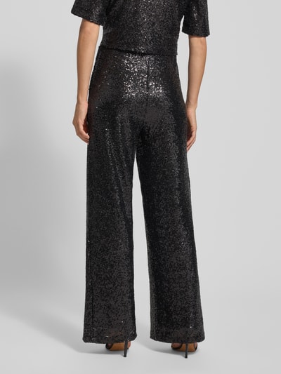 ICHI Spodnie materiałowe o szerokim kroju z cekinowym obszyciem na całej powierzchni model ‘Fauca’ Czarny 5