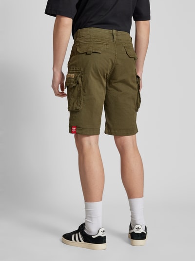 Alpha Industries Regular fit korte cargobroek met labelstitching, model 'CREW SHORT' Olijfgroen - 5