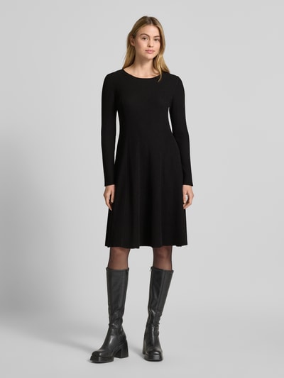 s.Oliver BLACK LABEL Shaped fit gebreide jurk van geribde viscosemix Zwart - 1