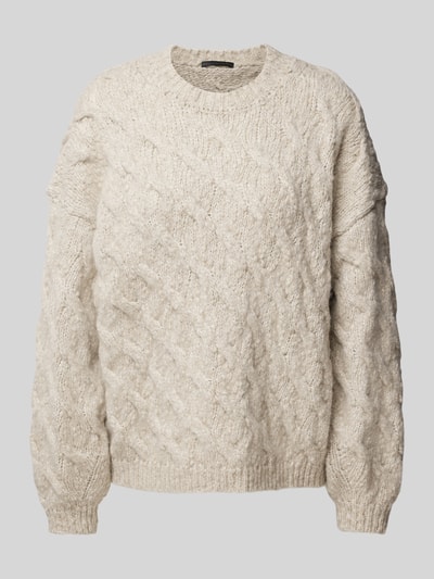 Drykorn Gebreide pullover met extra brede schouders, model 'RAMEA' Zand - 2