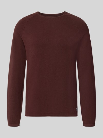 Produktfoto, Regular Fit Pullover aus reiner Baumwolle Modell 'Hill' von JACK & JONES in Braun, Strick-Optik, Rundhalsausschnitt, glatte Textur