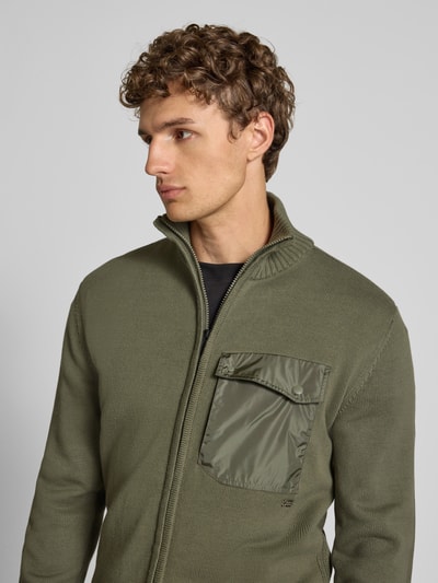 Napapijri Strickjacke mit Stehkragen Modell 'BERTI' Oliv 3
