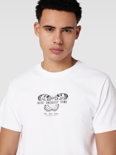 Mister Tee T-shirt met geribde ronde hals Offwhite - 3