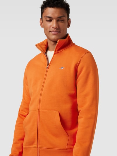 Gant Sweatjack met labelstitching, model 'REG SGIELD' Oranje - 3