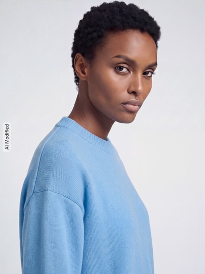 Jake*s Casual Pullover aus reiner Wolle mit Rippabschlüssen Sky 3