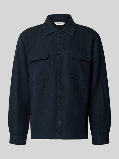Selected Homme Relaxed Fit Hemdjacke aus Leinen-Baumwoll-Mix Modell 'LEROY' Dunkelblau 2