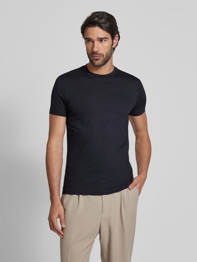 Emporio Armani T-Shirt mit geripptem Rundhalsausschnitt Marine 4