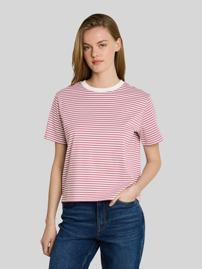 Tom Tailor Denim Boxy fit T-shirt van puur katoen Mauve gemêleerd - 4