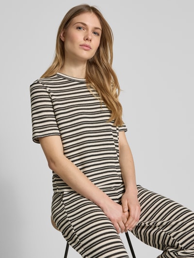 Jake*s Collection T-Shirt in Strick-Optik Black 3