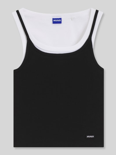 HUGO Blue Slim Fit Top aus reiner Baumwolle im Lagen-Look Black 2