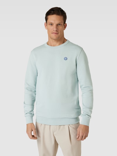 Knowledge Cotton Apparel Sweatshirt met labelstitching Mintgroen - 4