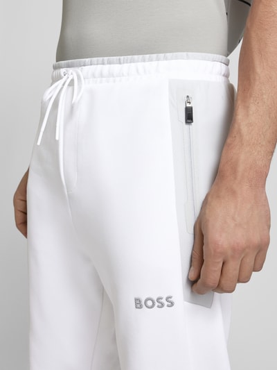 BOSS Green Sweatpants met labelapplicatie, model 'Hadim' Wit - 3