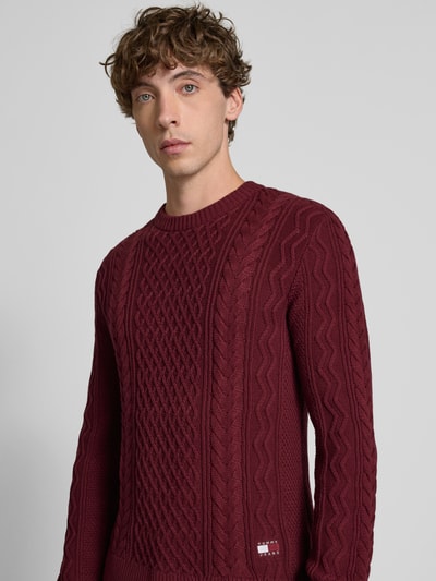 Tommy Jeans Slim fit gebreide pullover van katoenmix Bordeaux - 3