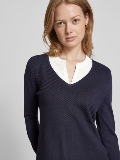 comma Strickpullover mit V-Ausschnitt Marine 3