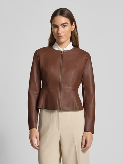 Zero Jacke in Leder-Optik mit Reißverschluss Mittelbraun 4