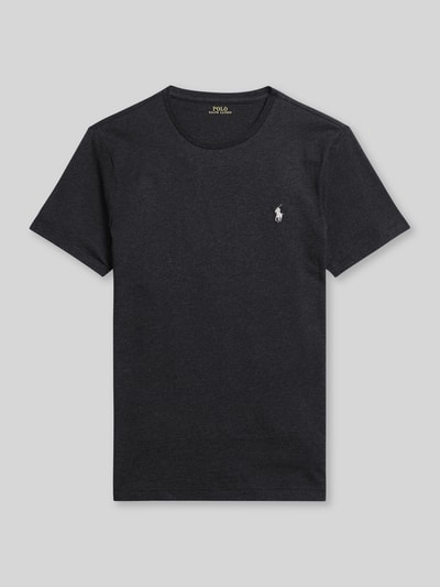 Produktfoto, Regular Fit T-Shirt aus reiner Baumwolle von Polo Ralph Lauren in Schwarz, unifarben, Logo-Stitching, kurzarm, Jersey-Textur