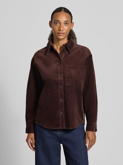 Marc O'Polo DENIM relaxed fit blouse met lange mouwen van katoenmix Donkerbruin - 4