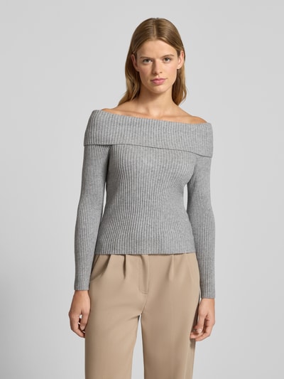 Only Sweter o kroju slim fit z dzianiny z mieszanki wiskozy model ‘KATIA’ Średnioszary melanż 4