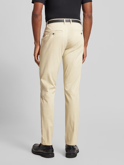 Lindbergh Clasic stretch fit chino met riem Zand - 5