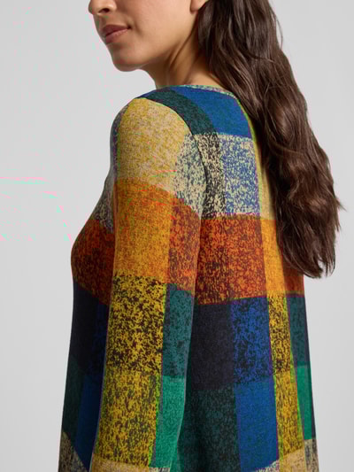 Apricot Minikleid mit geripptem Rundhalsausschnitt Rostrot 3